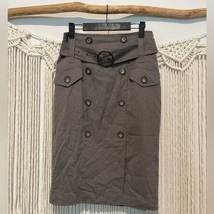 Vintage Worthington Modest Belted Business Office Pencil Skirt Sz 8